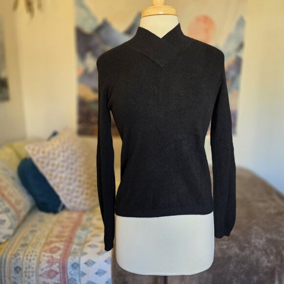 Investments 100% Cashmere Sweater Women’s S Black Mock Neck Soft Knit Pullover - Picture 4 of 11